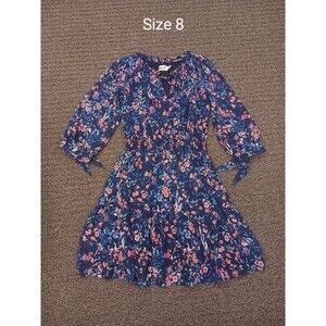 Eliza J Long Sleeve Floral Chiffon Dress